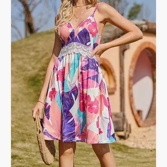 LAISHEN Floral Spaghetti Strap Dress - Picture 5 of 5